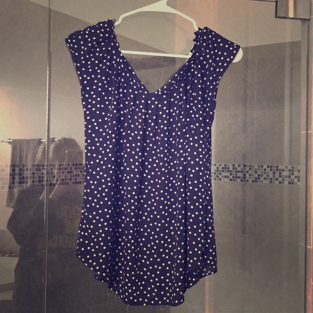Blue polka dot blouse